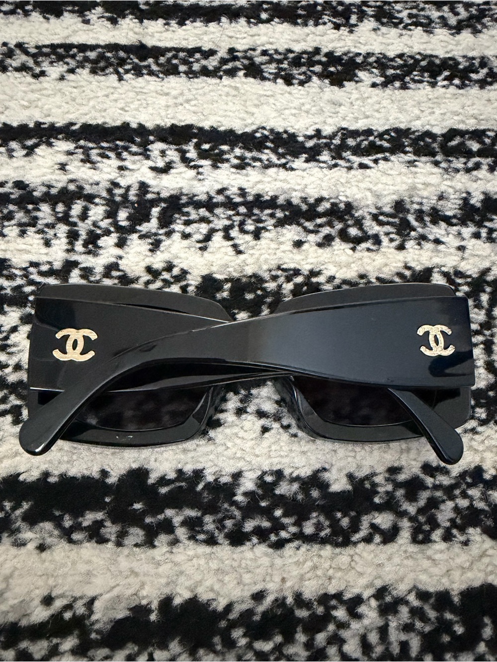 CHANEL Black Sunglasses with Gold CC Logos